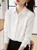 Blusas femininas de manga comprida camisas sólidas para mulheres magro ol elegante bottoming chiffon escritório senhoras moda trabalho wear topos