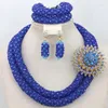 Ensemble collier et boucles d'oreilles, fabuleux bijoux de Costume africain, perles de cristal, mariage nigérian, AJS041