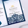 Cartes d'invitation florales découpées au Laser Rose romantique, pour fête de mariage, anniversaire, réception-cadeau pour bébé, anniversaire ZZ