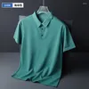 T-shirts pour hommes 2023 Summer Ice Soie Mens Polo Luxe Manches courtes Solide Couleur Business Casual Male Tops Mode Simple Slim Man Tees