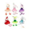 Doldurulmuş Peluş Hayvanlar 42cm Sevimli Tavşan Giyim Bezi ile Elbise Oyuncak Yumuşak Hayvan Dolls Ballet Bebek Çocuklar İçin Doğum Günü Hediyesi Damla Dhd9o