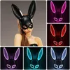 Maski imprezowe Carnival El Wiru Bunny Masque Masquerade Led Night Club Rabbit Masques Carnival Birthday Borday Face Mask T9i002437