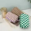 Learning Toys NEW Ins Checkerboard Knitted Pencil Case B Capacity Pen Bag Zipper Stationary Organzier Daliy Lips Makeup Storage Stationary