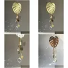 Porte-clés Longes Monstera Feuille Sun Catcher Plante Cintre Succent Prisme Suspendu Voiture Cristal Suncatcher Rétroviseur Décor Decorke Dhpmv