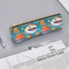 Sacs à crayons Shark Hamburger Triangle Pencil Case Sky Cactus Rétro Zipper Pencil Box Teens School Leather Pen Sacs HKD230831