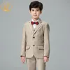 Suits Nimble 2023 Spring Autumn Formal Suit for Boy Children Party Host Wedding Costume Coat Vest Pants 3st Khaki Wholesale Clothing 230830