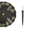 Çin tarzı uzun sap güneşli şemsiye 16 kemik retro edebi antika çift şemsiye hanfu düz sap çift şemsiye hkd230828