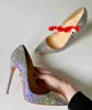 Designer casual sexy senhora moda feminina sapatos de cristal glitter strass pontudo dedo do pé stiletto stripper salto alto zapatos mujer baile