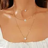 Anhänger Halsketten Mehrschichtiger Trend Eleganter Schmuck Blatt Perlen Kette Herz Kreuz Halskette Unquie Frauen Mode Großhandel