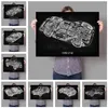 Abstract Car Parts Blueprint Poster Car Engine Motor Canvas Painting Print Wall Art Posters Vintage Living Boys Bedroom Home Decoration Wall Picture No Frame Wo6