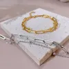 Pulsera de cadena con Clip de papel multicapa de doble capa Simple, joyería de acero inoxidable para hombres y mujeres, oro, plata, 17cm + 4cm