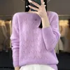 Kadın Sweaters Pullover 100 Yün Sweater Örme İnce içi boş uzun kollu gevşek ve rahat ürün 230830