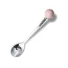 Dinnerware Sets Round Stainless Steel Fruit Fork Easy Cleaning Colorful Ceramic Handle Spoons Macaroon Color Spoon Household Accessories