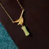 Chinese stijl bamboe knoop ketting, dames nieuwe Chinese stijl lichte luxe, niche imitatie jade hanger, etnische stijl eenvoudige sieraden ontwerp gevoel