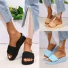 Slippers Knitted Wedges For Women 2023 Summer Chunky Platform Wedge Heels Sandals Woman Light Thick Sole Mujer Beach Shoes 42
