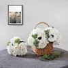 Fiori decorativi 28 cm artificiale legato a mano loto d'argento con bouquet di palline ricamate minimalista oggetti di scena per matrimoni domestici