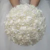 Decorative Flowers Handmade Silk Rose Flower Bouquet Full Of Pearls Wedding Artificial Holding Brooch Wrist Set