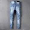 JEANS con patch con foro di marca, NUOVI leggings slim da uomo giovane