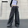 Wiosna HARAJUKU MENS VINTAGE Big Pocket Cargo Dżinsy Mężczyźni Y2K Loose Denim Spods Hip Hop Streetwear Proste szerokie spodnie LST230831