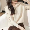 Women's Sweaters Woman's Casual Pullover Female Long Sleeve Turn-Down Collar Zipper Jumper Winter Thick Wool Knitted Tops Blouse My