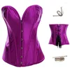 Bustiers Corsets femmes mode Satin violet blanc rouge noir Corselet Bustier à lacets désossé haut Corset surbuste brocart