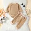 Conjuntos de roupas nascidos bebê menina menino outono roupas conjunto infantil peludo manga longa macacão bodysuit calças calças 2 peça outfits