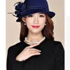 Breite Krempe Hüte Eimer Lady Chic Blume Asymmetrische Cloche Cap Frauen 100 Wollfilz Fedora 230830