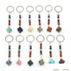 Keychains Lanyards Exquisite Women Keychain Natural Stone Agate Sodalite Blue Turquoise Star Key Rings For Cars Bags Clothing Pendan Dhf6E