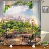 Shower Curtains Beach Seaside Scenery Outdoor Shower Curtain Arch Greenery Nature Scenery Fabric Cloth Hanging Curtains Bathroom Decor R230831