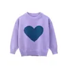 Pullover Spring Autumn Children Sweater for Girls 100 Cotton Novelty Heart Dot Striped Kids knit Sweater Casual Sport Sweaters 230830