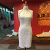 Sukienki swobodne koraliki biała sukienka BodyCon Plus Size 5xl 2023 Sexy Party Dinner Club midi eleganckie dzielone kobiety wieczorne sami lato