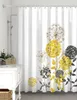 Cortinas de ducha Juego de cortinas de ducha de diente de león Baño floral Granja Planta de otoño Flores Tela Bañera Decoración gris Lavable a máquina R230831