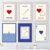 Dipinto su tela Ace Hearts Match Estetica minimalista retrò Poster Stampa Immagini di arte della parete per soggiorno Camera da letto Sala giochi Decor Senza cornice Wo6