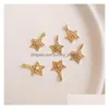 Encantos 4 Pcs Banhado A Ouro Latão Lua Crescente Sun Flowerzircon Pingentes Para Fazer Jóias DIY Brincos Colares Artesanato Material Charms D Dhqum