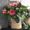 Fiori decorativi Simulato fiore di magnolia Ufficio artificiale Soggiorno Disposizione di nozze con foglie Decorazione domestica