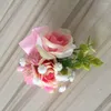 Decoratieve bloemen roze kleur knoopsgat corsages bruidegom stalknecht man kunstmatige bruidsboeket accessoires prom feestdecoratie