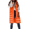 Dames lang met capuchon Outdoorvest Donsjack voor dames Gewatteerde losse jas Mouwloos jack Winter Lichtgewicht truien Sneeuwkleding