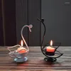 Ljusstakar 2st Swan Candlestick Iron Art Metal Holder Wax Burner Tablett Prydnader Romantiska bröllop Valentinsdagens heminredning