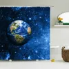 Shower Curtains Space Scenery Shower Curtain Earth Moon Planet Night Starry Sky Landscape Bathroom Decor Bath Waterproof Fabric Curtains R230831