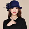 Wide Brim Hats Bucket Lady Chic Flower Asymmetric Cloche Cap Women 100 Wool Felt Fedora 230830