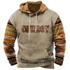 Herren Hoodies Vintage Cowboy Muster Hoodie Übergroßes Sweatshirt für Männer Casual Street Herrenbekleidung Tops Männlicher klassischer Stil Pullover