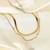 Ins new fashion superimposed stainless steel collar NECKLACE 14K Gold Plated Round Bead Chain Jewelry snake chain necklace for women