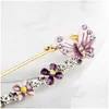 Pins Brooches Crystal Butterfly Brooch Lapel Pin Flower Diamond Cor Shawl Buckle Scarf Pins For Women Fashion Jewelry Drop Delivery Dhoec