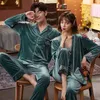 Vêtements de nuit pour femmes automne et hiver or velours couple pyjamas hommes femmes rouge trois pièces costume grande taille maison pyjama ensembles