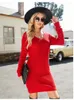 Kvinnors tröjor Elegant Casual Autumn/Winter Sweater känner Wrap Hip Long Knit Solid Color Open Back Twisted Dress 2023