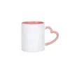 NEWDIY Sublimation 11oz Ceramic Mug with Heart Handle 320ml Cups with Colorful Inner Coating Special Water Bottle Coffee sea shipping 261QH