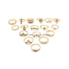 Tre stenringar Bohemian Style17 Piece Set Water Diamond Harts Inlaid Ring Drop Leverans smycken DHFRW