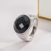 Bagues de cluster 925 Sterling Silver Vintage Big Stone Agate Bague pour femmes Mode Bohème Solide Bijoux Cadeaux