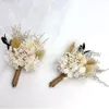 Fleurs décoratives 2 pièces Nature Pampas herbe séchée petit Mini Bouquet Corsage pour demoiselle d'honneur fleur bricolage faisant carte de mariage décor de fête à la maison