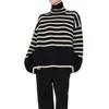 Kobiety swetry jesień 2023 Turtleeck modny żebrowany dzianinowy sweter z krawędziami w tunikach slit damskich letnich topów dla juniorów